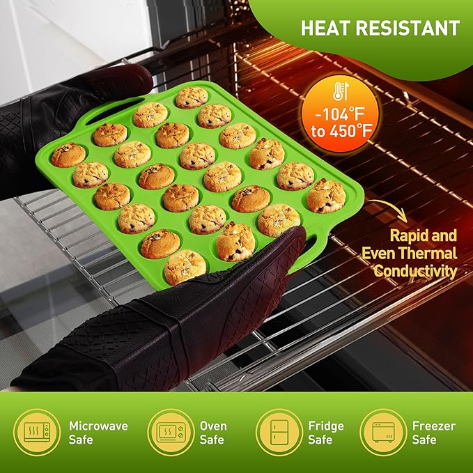 24 Cups Silicone Muffin Pan with Metal Reinforced Frame Cupcake Tray Egg Mold Great Grandma Christmas Xmas Birthday Mother Gifts Ideas Grandmother Gigi Granny Nana Glamma Mawmaw Yaya AAbuelita Mamaw
