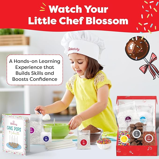 Baketivity Cake Pop & Pretzel Baking Kit Bundle – 2 Fun DIY Cooking Sets for Kids with Pre-Measured Ingredients – Learn, Bake & Bond – Fun Gift for Ages 5-12+