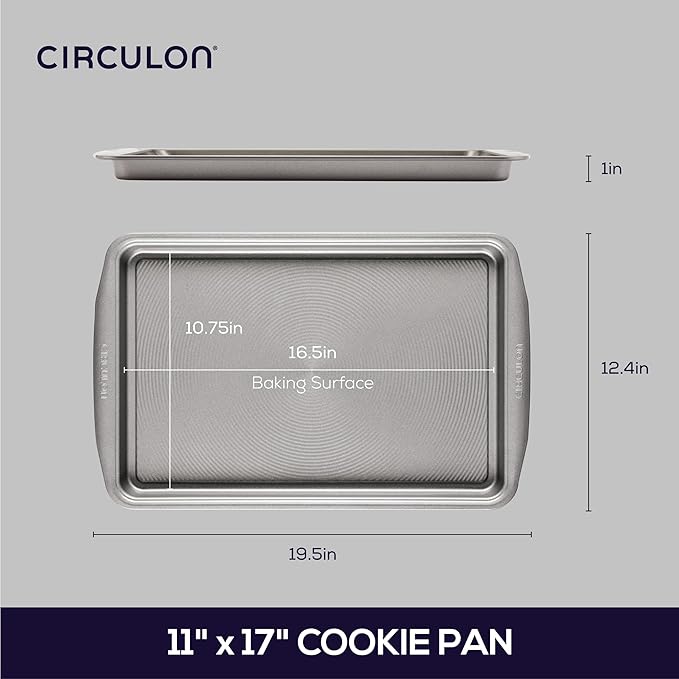 Circulon Nonstick Bakeware, Nonstick Cookie Sheet / Baking Sheet - 11 Inch x 17 Inch, Gray
