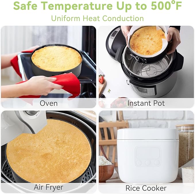 USLAI Springform Pan, 4/6/7/8/9/10 Inch Nonstick Cheesecake Pan with Removable Bottom, Easy to Clean, Ideal for Baking Cakes, Pies and Quiches - 6 Inch