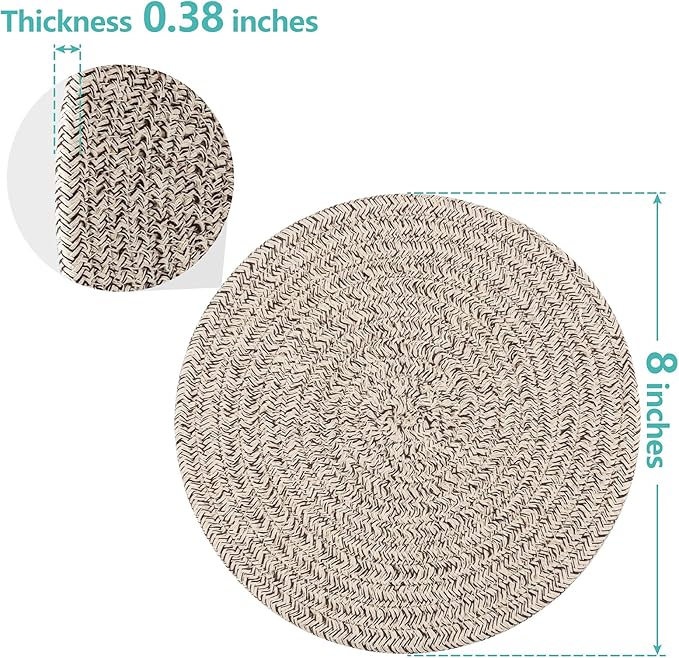 Trivets for Hot Dishes, Pots and Pans, 8 Inches Hot Pads 5 Pcs, Pot Holders for Kitchen, Heat Resistant Mat Protect Counter, Coasters Set Home Essentials Farmhouse Decor (Brown)