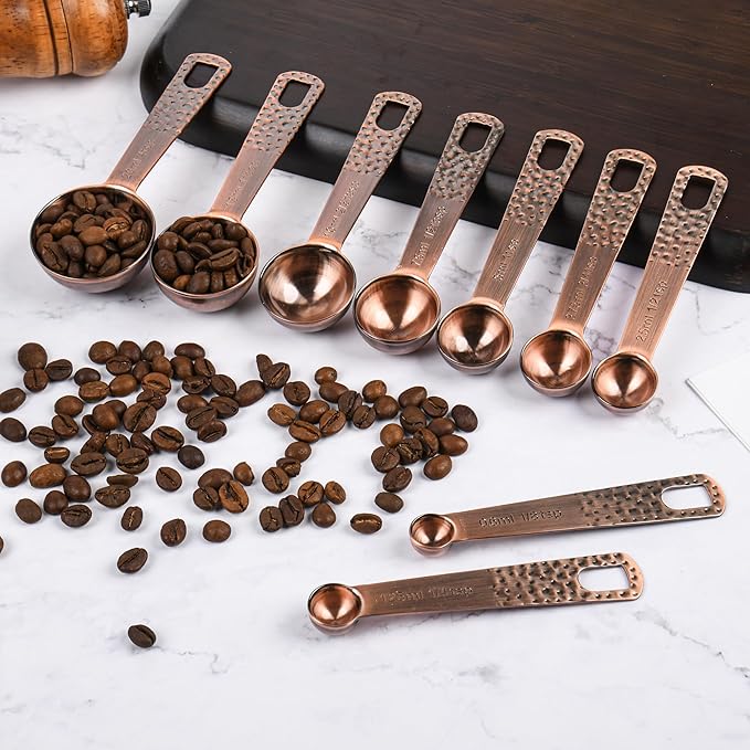 Copper Plated Measuring Cups and Spoons set 18 for Dry & Liquid, Metric & US Stainless Steel Measuring Cup and Spoon Set with Leveler for Baking & Kitchen