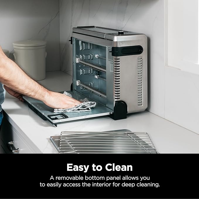 Ninja Digital Air Fryer & Toaster Oven | 8-in-1 Functionality | Flip-Up Design | XL Capacity | Air Fry Basket, Sheet Pan, Wire Rack & Crumb Tray | 1800 Watt | Silver | SP101