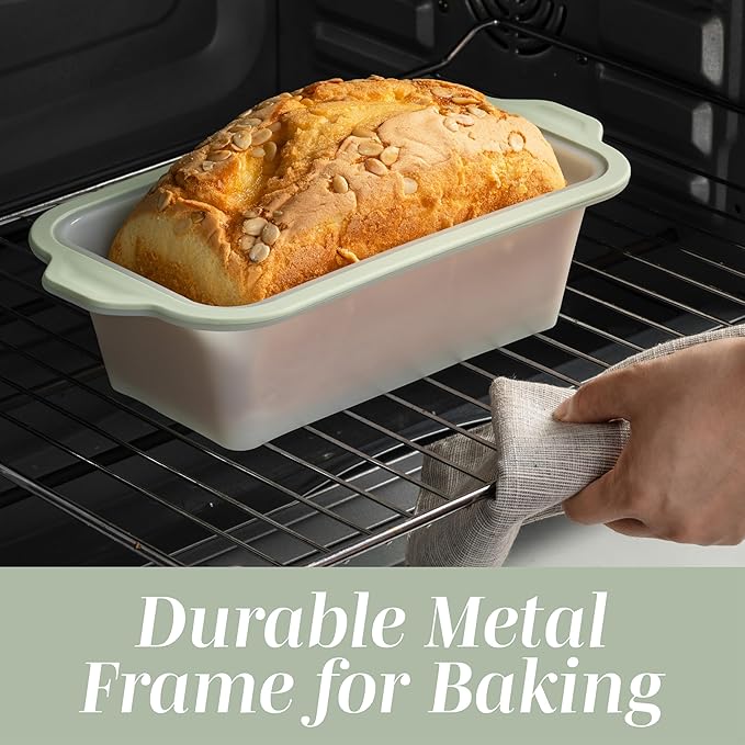 COOK WITH COLOR 17 Pc. Silicone Baking Pan Set - Non-Stick & Easy Clean Silicone Muffin Pans for Baking with Sturdy Metal Frame for Stability, Flexible Cake Molds, Includes Measuring Cups and Spoons