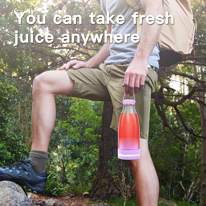 Smoothie Blender Personal Size Juicer 17oz Big Capacity USB-C Rechargeable (Light Sky Blue)