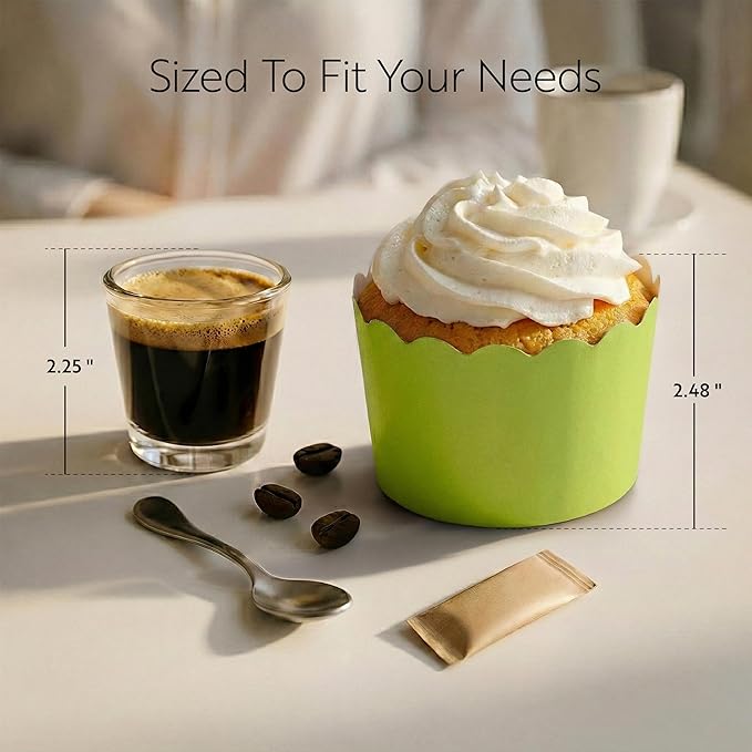 Restaurantware Baking Cups 200 Pack of 10 oz Paper Cupcake Liners Greaseproof Scalloped Oven-Safe Elegant Dessert Muffin Cups Disposable for Parties