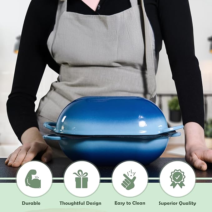 LoafNest: No-Knead Artisan Bread Kit. Incredibly easy! Cast Iron Dutch Oven [2 qt] and Perforated Non-Stick Silicone Liner.