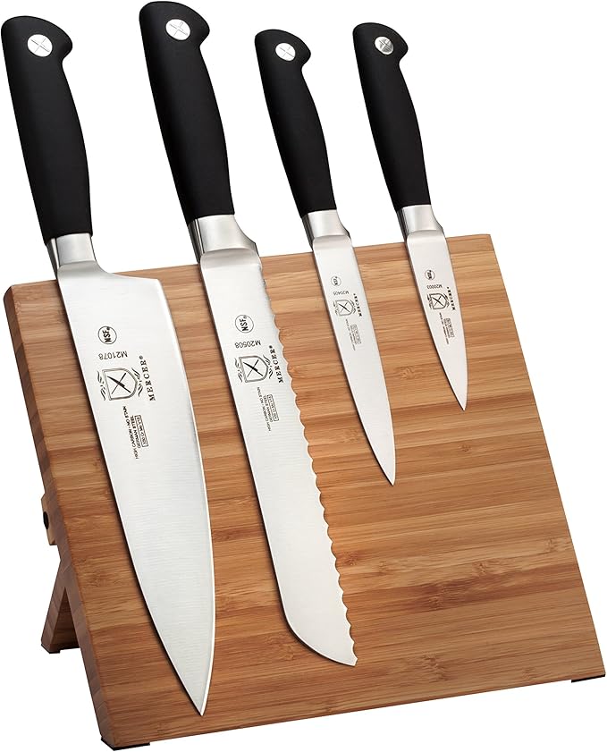 Mercer Culinary M21960BM Genesis 5-Piece Bamboo Magnetic Board and Knife Set