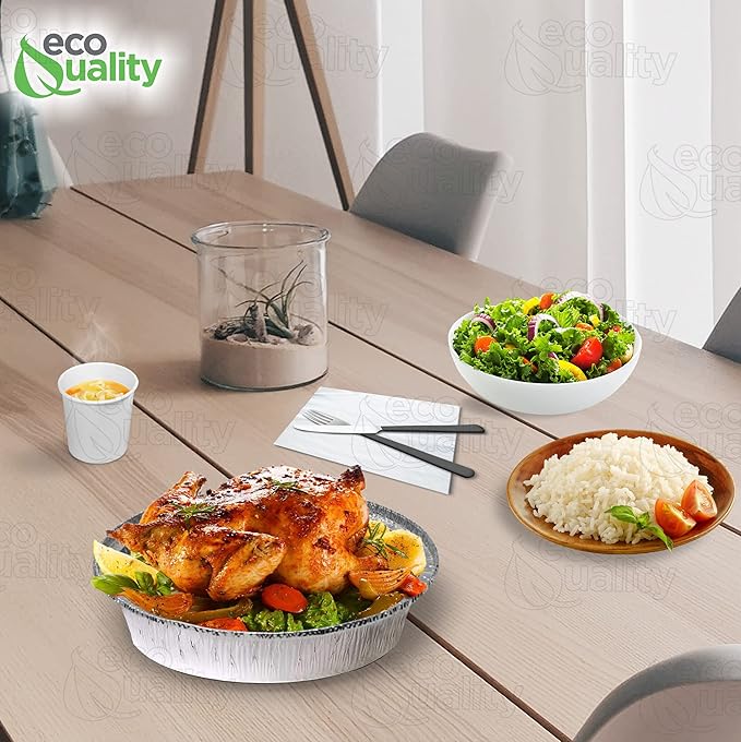EcoQuality (400 Pack - 9 Inch Disposable Round Aluminum Foil Take-Out Pans - Disposable Tin Containers, Perfect for Baking, Cooking, Catering, Parties, Restaurants (No Lids)
