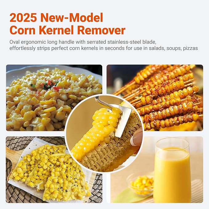2pcs Stainless Steel Corn Peeler Stripper with Serrated Blade, Long Oval Ergonomic Handle Corn Remover Tool for Cob, 2025 Upgraded Gadget Tool for corn on the cob