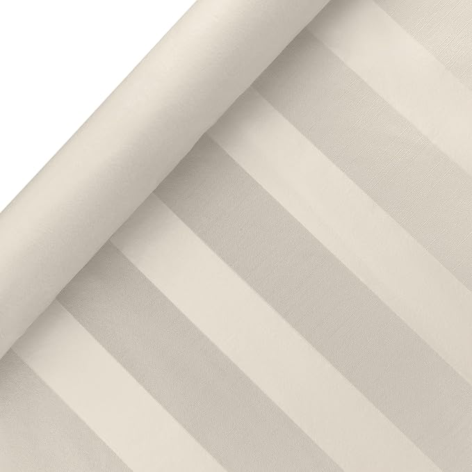 Luxury Table Protector Pad, 2 in 1 Table pad + Great Looking Tablecloth - Heat Resistant, Spill & Stain Proof - Flannel Backing (Ivory - Silk Stripe, 54x108)
