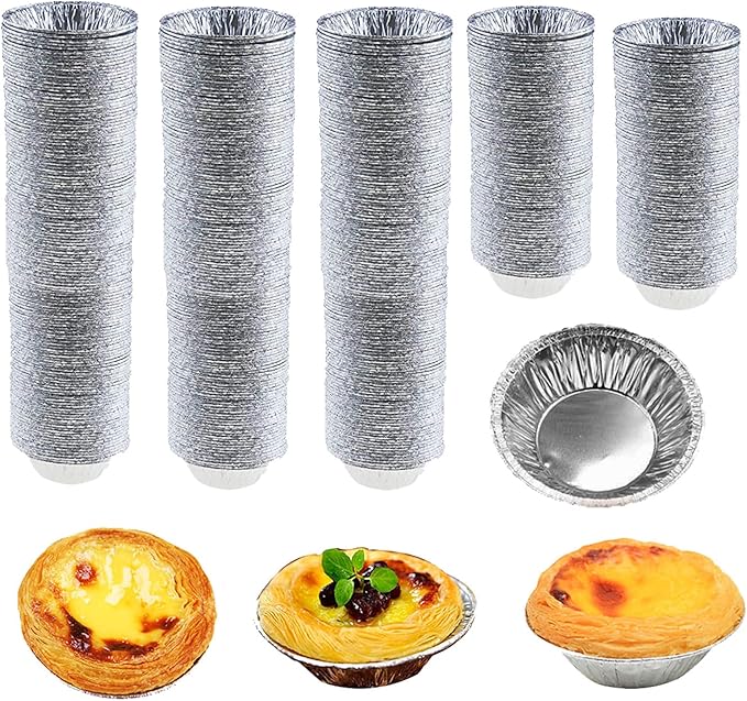Aluminum Foil Pie Trays, Mini Pie Pans, Disposable Baking Tart Molds, Aluminum Foil Pie Pan for Baking Tart Eggs, Quiche Pie, Caramel Pudding Pie (400 PCS)
