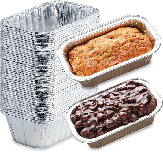 (35 Pack) 1 Lb Aluminum Foil Mini Loaf Pans - Foil Bread Pans for Baking - Perfect to Bake Individual Bread Loaves, Cakes & Meat - 1 Pound Aluminum Loaf Pans - 6 x 3.5 x 2 Inches