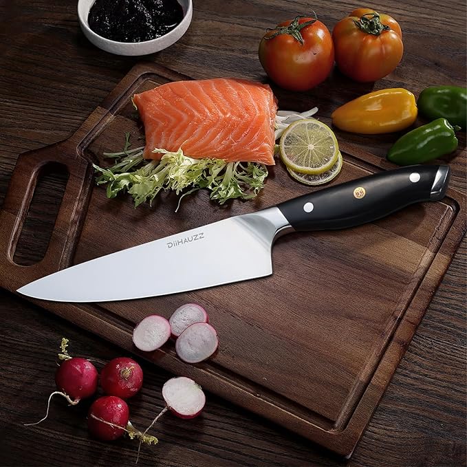 Chef Knife, 8 Inch Ultra Sharp Kitchen Knife, Professional High Carbon Steel Chefs Knife with Full-Tang Ergonomic Handle for Kitchen, Gift Box for Mothers Day Gift