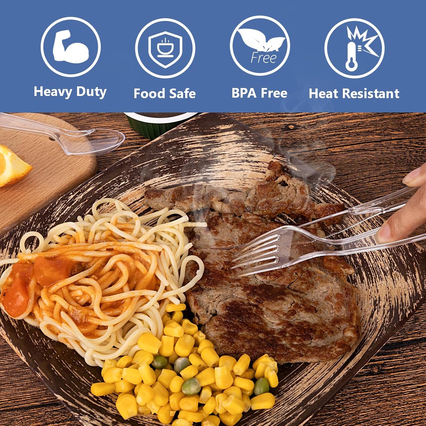 1000 Count Plastic Silverware Heavy Duty - 400 Forks, 400 Spoons, 200 Disposable Knives, BPA-Free, Disposable Plastic Cutlery Set, Plasticware Suitable for Party Everyday Use ﻿