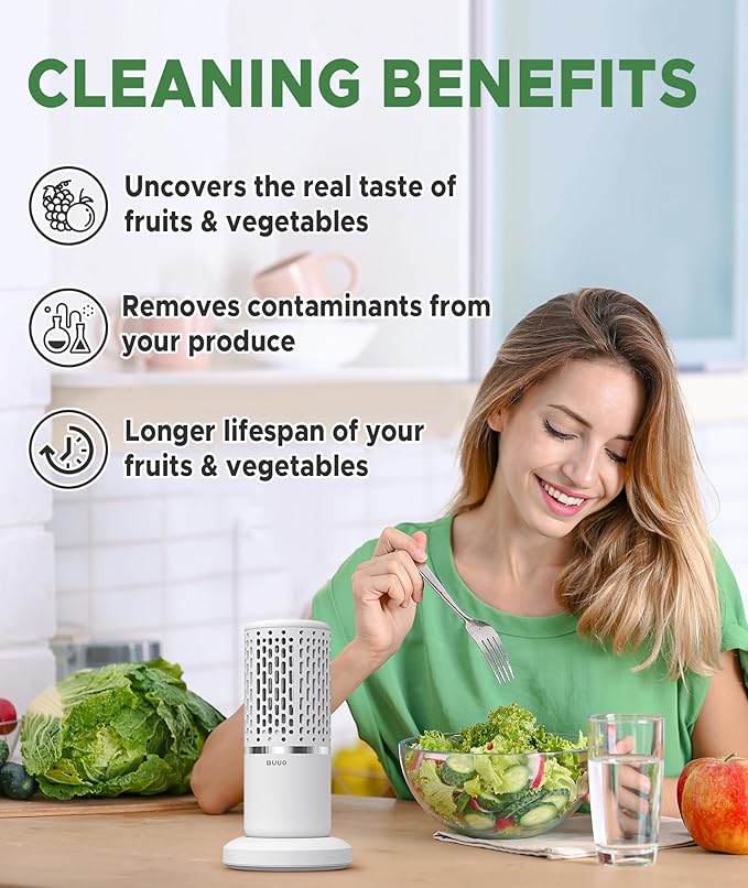 Fruit and Vegetable Washing Machine - Electric Food Purifier with OH-ion Purification Technology and Capsule Shape, Kitchen Ideas for Cleaning Fruit,Veggie,Rice,Tableware