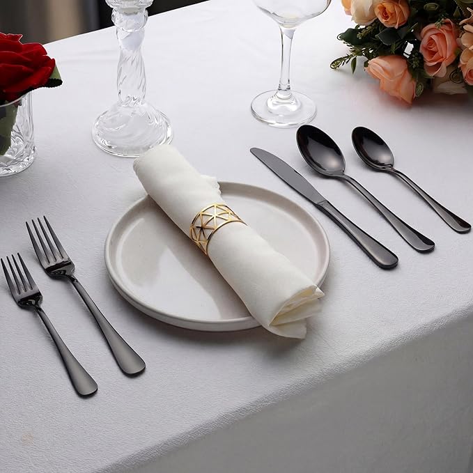 Black Silverware Set, LIANYU 20 Piece Stainless Steel Flatware Cutlery Set for 4, Mirror Finish, Dishwasher Safe