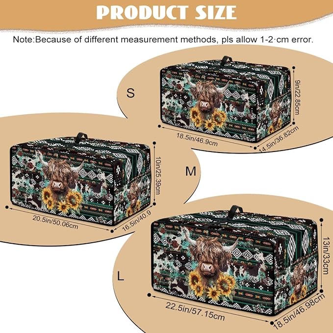 Toaster Oven Dust Cover Washable Fabric Convection Oven Cover Protector Compatible with Various Small Kitchen Appliances, L, Aztec Highland Cow Sunflower