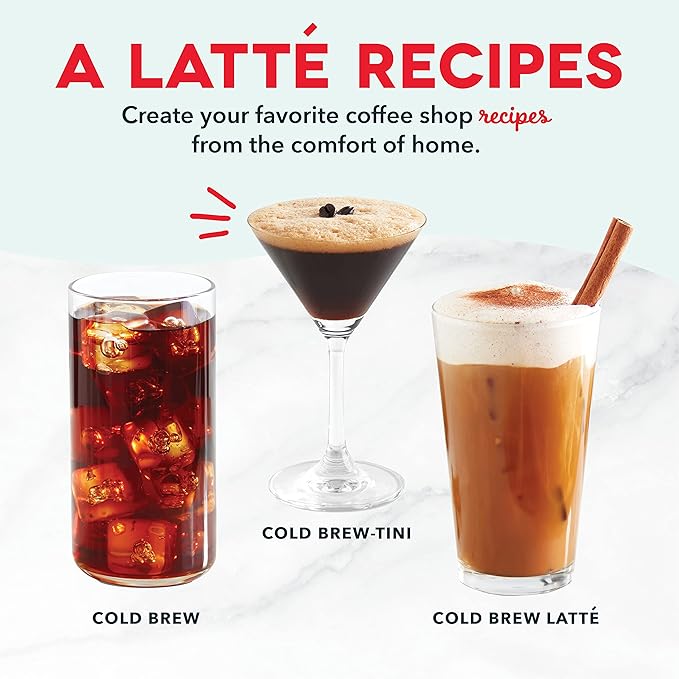 DASH Rapid Cold Brew Maker with VacuPress™ Technology with Glass Carafe for 40 Ounces of Instant Fresh Cold Brew Coffee or Iced Tea