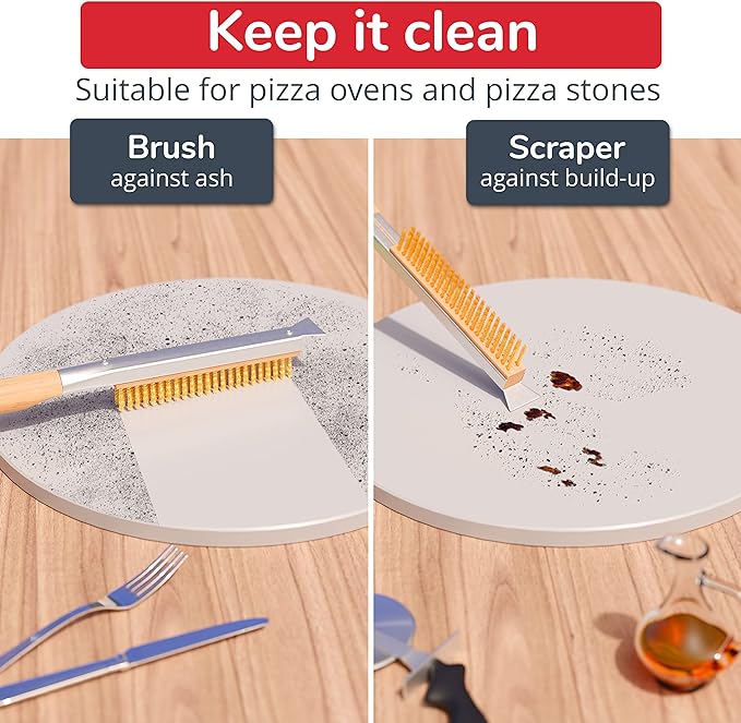 Senwosa Pizza Oven & Stone Brush with Scraper, Turning Fork & Bubble Popper Bundle - Essential Accessories & Tools for Any Pizza Oven