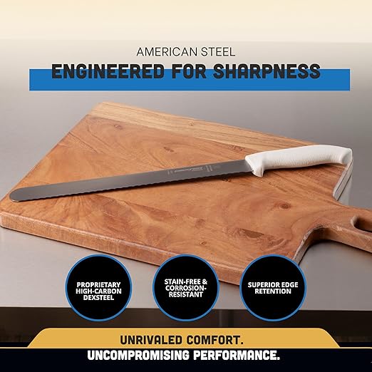 Dexter-Russell SofGrip 12" Scalloped Roast Slicer Knife | 24243 | High-Carbon DEXSTEEL Blade | Non-Slip Soft Rubber Grip Handle | NSF Certified, Stain-Free, Made in USA
