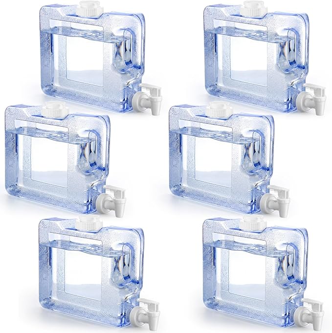 Funnymoom 6 Pcs Drink Dispenser for Fridge Refrigerator Plastic Reusable Water Dispensers Bottle with Spigot Bpa Free for Party Outdoors Home Office Activities(blue, 0.8 Gallon)