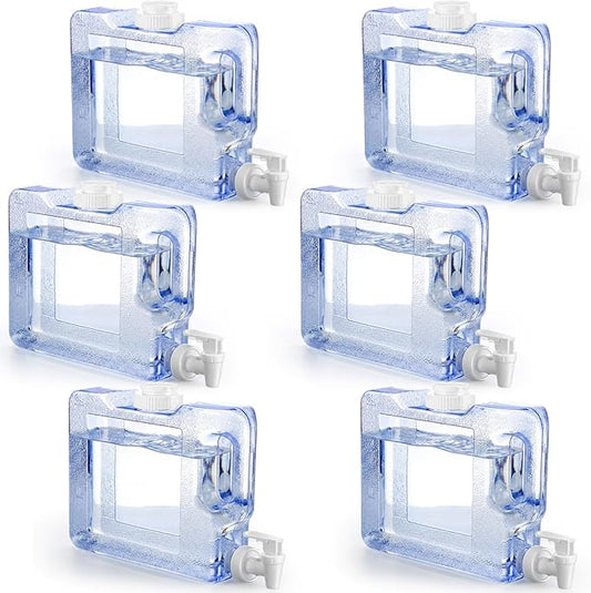 Funnymoom 6 Pcs Drink Dispenser for Fridge Refrigerator Plastic Reusable Water Dispensers Bottle with Spigot Bpa Free for Party Outdoors Home Office Activities(blue, 0.8 Gallon)