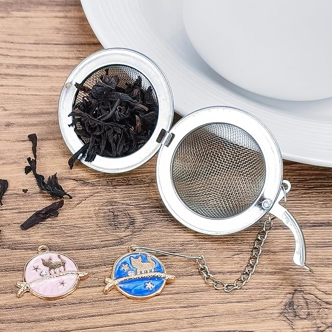 2Pcs Stainless Steel Mesh Tea Infuser, 2.1 inch Tea Ball with Cute Planet Cat Pendants,Tea Strainer Tea Diffuser Tea Steeper for Filtering Tea,Tea Infusers for Loose Tea (Cute Planet Cat, 2PC)