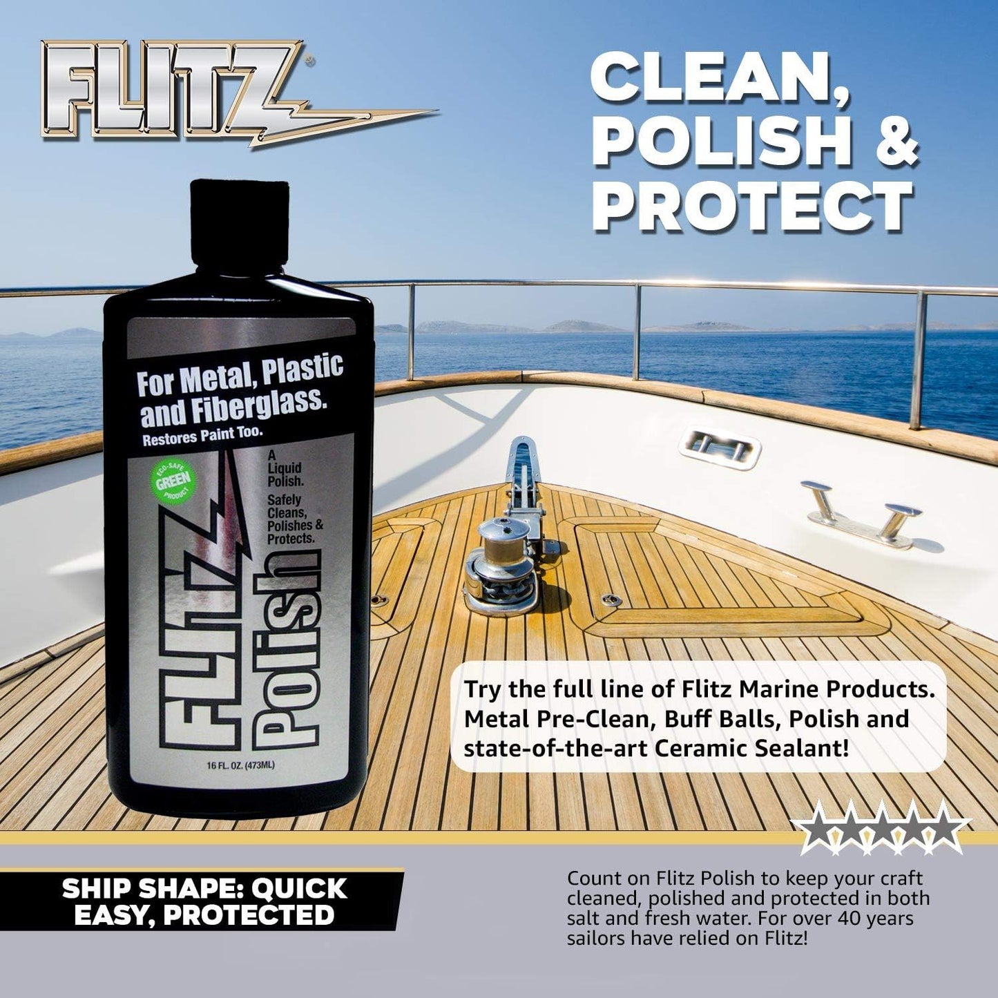 Flitz Multi Purpose Metal Polish Liquid - 16oz Bottle of USA-Made Tarnish Remover - For Aluminum, Chrome, Brass, Nickel, Silver - Non-Abrasive Metal Cleaner and Polish, Restorer (1 Pack)