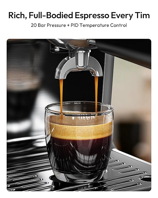 EUHOMY Espresso Machine with Grinder, 20 Bar Coffee Maker with Milk Frother Steam Wand, Professional Expresso Coffee Machines with Removable Water Tank, Latte & Cappuccino Machine for Home Barista