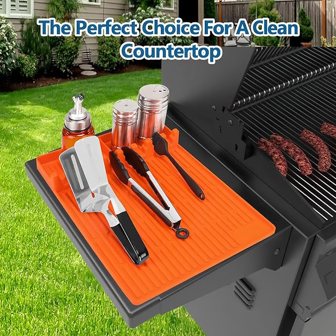 Silicone Griddle Mat for Blackstone - BBQ Grill Accessory with Drip Pad & Spatula Holder - Ideal for Outdoor Cooking & Kitchen Counter