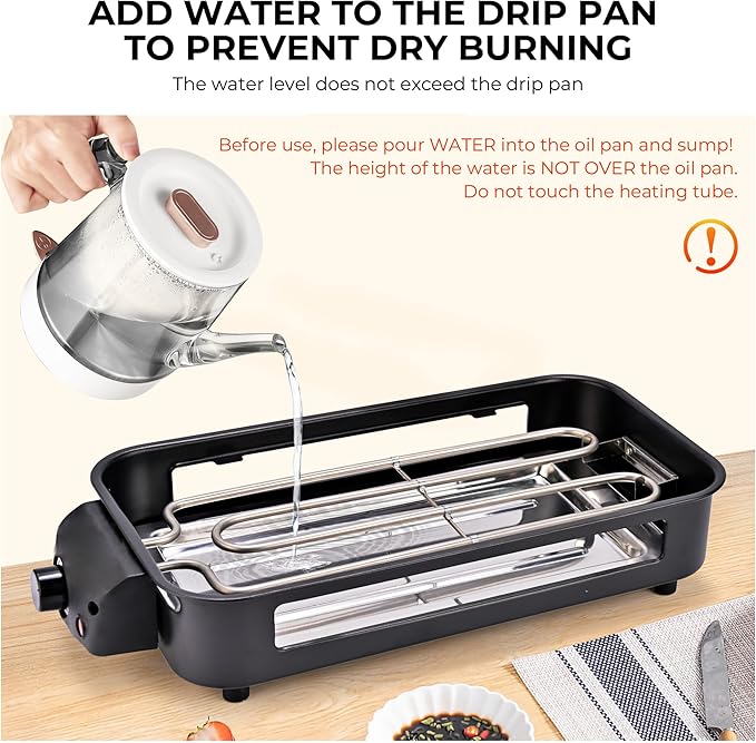 Pukomc Electric Indoor Grill,2 in 1 Indoor Grills for Kitchen with Grill Net & Non-Stick Cooking Removable Plate, Temperature Control, Dishwasher Safe, 1700W Black