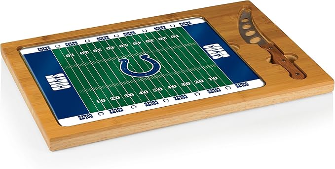 PICNIC TIME NFL Football Field Icon Glass Top Cutting Board & Knife Set, (Parawood & Bamboo)