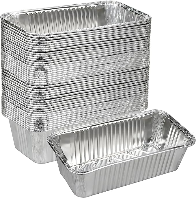 Findful 50 Pack Loaf Pans,2 LB Disposable Aluminum Foil Loaf Pans, 8.5"x4.5"x2.5" Heavy Duty Aluminum Foil Bread Tins Perfect for Banana Bread, Cakes & Meatloaf,Non-Stick, Even Baking, Easy Release