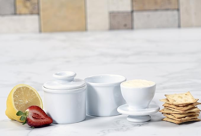 Butter Bell - White Petit Butter Bell Crock - Set Of Two - 2.5"x3" - Holds 2.5 tbsp of butter