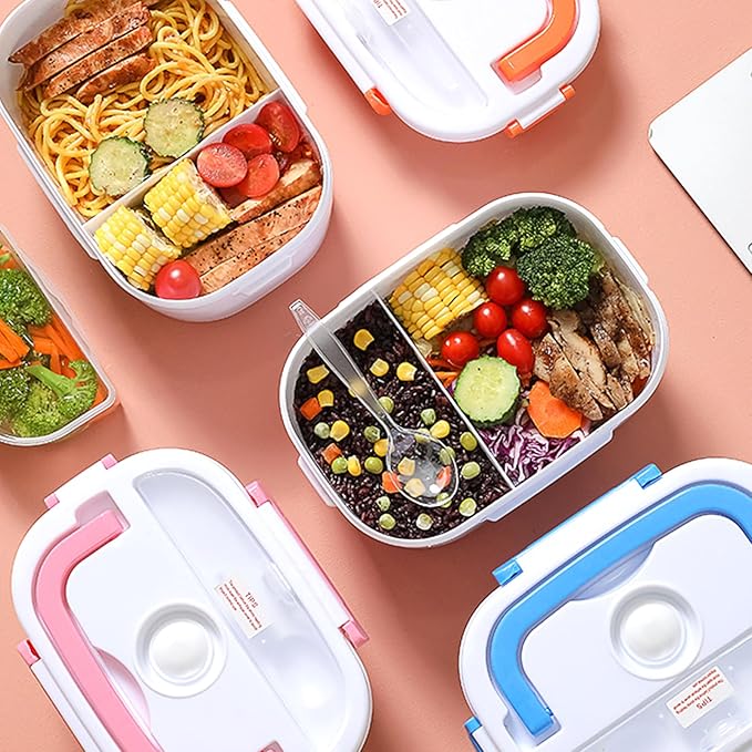 INVODA Lunch Box Food Heating Lunch Hot Box Portable Insulated Bento Box Electric Lunch Container for Office Travel Home 110V (Pink)