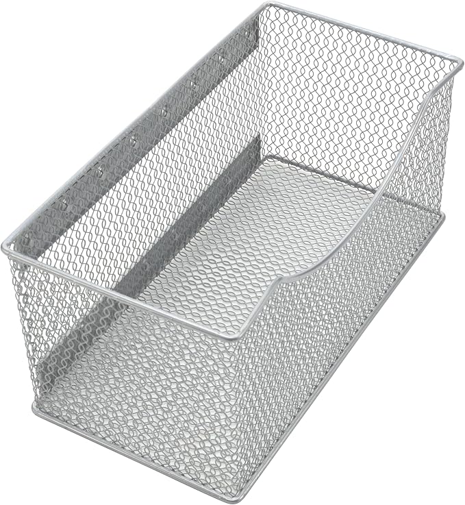 Ybmhome Wire Mesh Magnetic Storage Basket, Trash Caddy, Container, Desk Tray, Office Supply Organizer Silver for Refrigerator/Microwave Oven or Magnetic Surface in Kitchen or Office (1, Large)