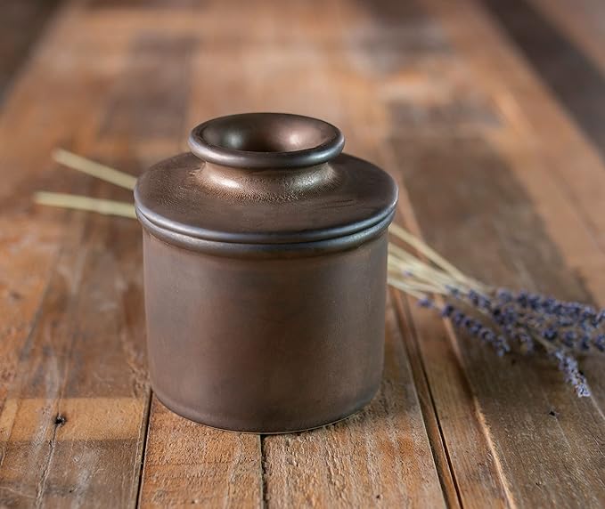 Butter Bell - The Original Butter Bell Crock by L. Tremain, a Countertop French Ceramic Butter Dish Keeper for Spreadable Butter, French Ceramic Butter Dish Keeper, Specialty (Bronze Matte)