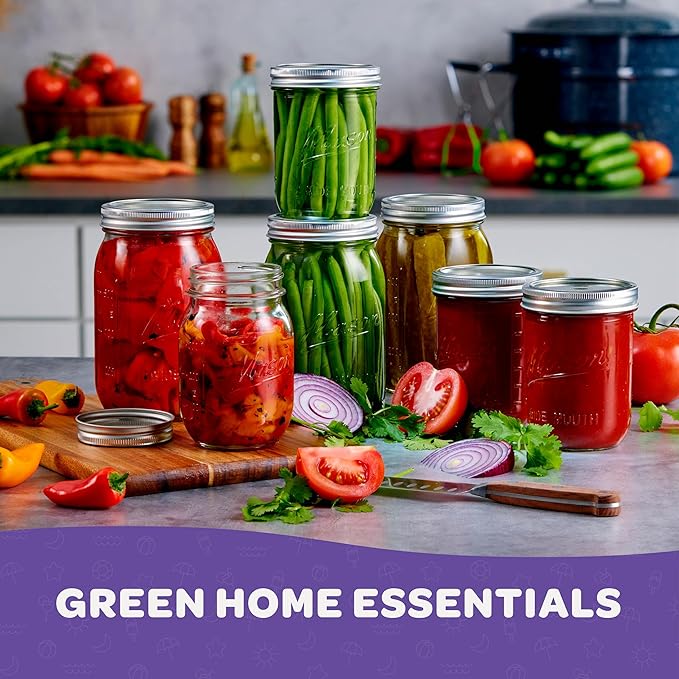SEWANTA Wide Mouth Mason Jars 16 oz [5 Pack] With Mason Jar Lids and Bands, Mason Jars 16 oz - For Canning, Fermenting, Pickling - Jar Décor - Microwave/Dishwasher Safe.