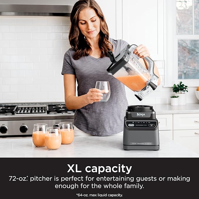 Ninja Professional Blender | Smoothie Blender, Drink Mixer, Grinder, Ice Crusher | Total Crushing™ Technology, Auto-iQ™ Smart Presets, Professional 1200W Power, XL 72oz Pitcher | Dark Grey | BR201AMZ