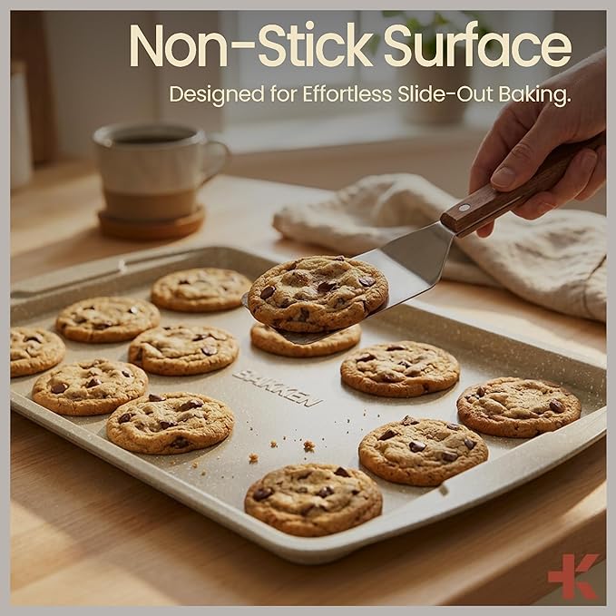 White Marble 10-Piece Bakeware Sets, Nonstick Carbon Steel Baking Sheet & Pans, Stackable Space-Saving Bakeware, Dishwasher Safe, Stain-resistant, PFOAPFOSPTFE Free, Oven Safe Up To 450°F (230°C)