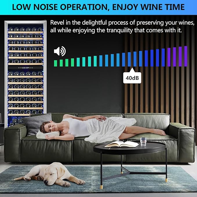 ORYMUSE Dual Zone Wine Fridge Freestanding 175 Bottle, 24 Inch Large Capacity Built-in Wine Cooler Refrigerator with Upgraded Compressor Cooling and Intelligent Temperature Memory