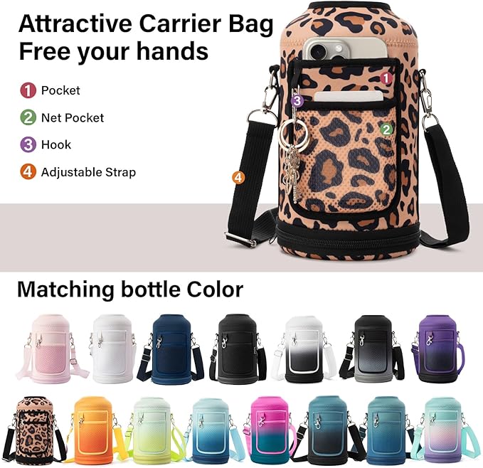DYSANKY Insulated Water Bottle | Thickened Stainless Steel Vacuum Metal | Portable Sports Half Gallon Large Water Jug for Gym and Hiking with Straw, Carrier Bag, Handle Strap | BPA-Free 64 oz