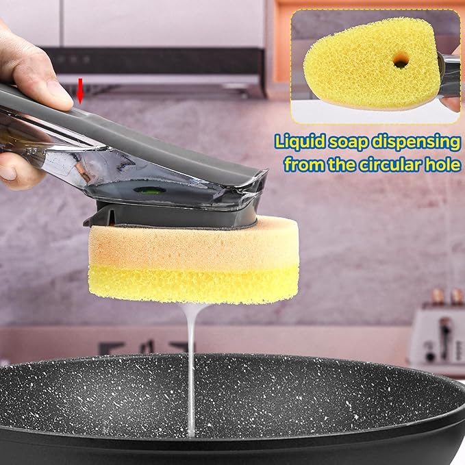 Sponge Dishwand Brush Refills for Scotch-Brite Dishwand - 10 Pack Dish Soap Non-Scratch Brush Refills for Nonstick Pots and Pans, Glass & Tubs (Yellow)