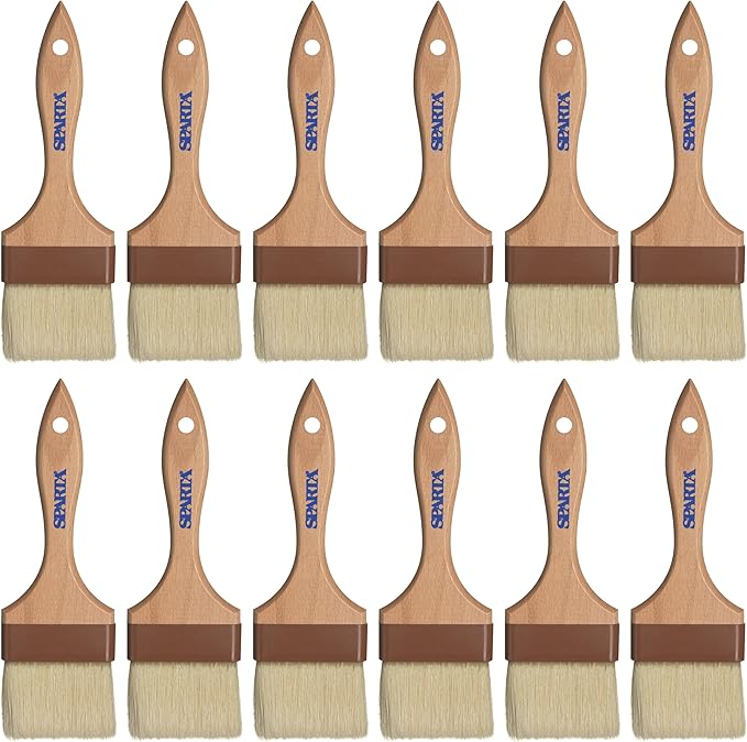 SPARTA 4037600 Boarhair Basting Brush, Flat Brush with Flat Brushhead, 9.25"L x 4"W, Wood Handle