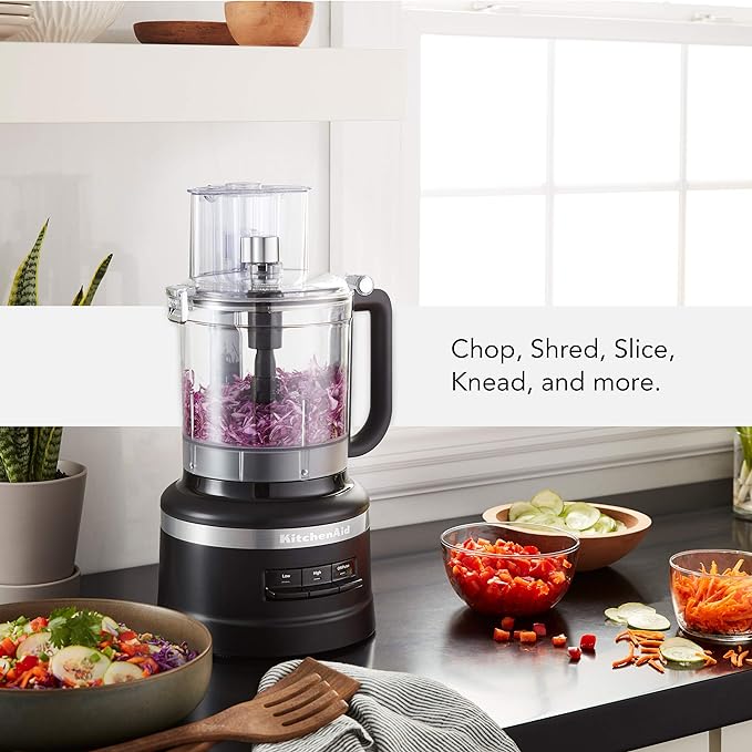 KitchenAid 13-Cup Food Processor, Black Matte & Variable Speed Corded Hand Blender KHBV53, Contour Silver