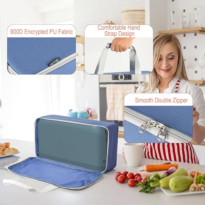 Beautyflier Carrying Bag for Mueller UltraToast 2 Slice Toaster, Portable Carry Case for 10'' Long Slot Bella 2 Slice Toaster, Travel Storage Bag with Hand Strap, Durable and Long-Lasting (Blue)