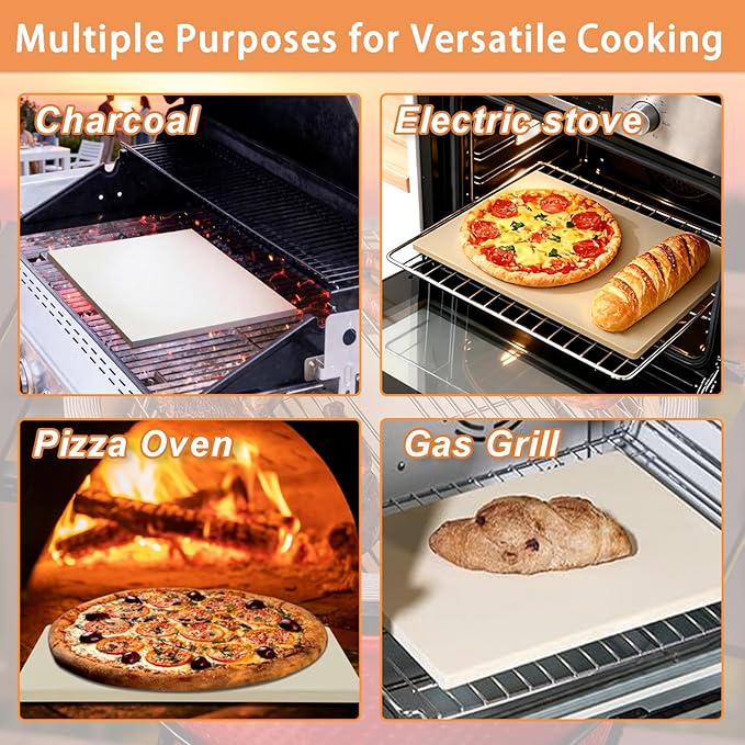 24'' Extra Large Pizza Stone Baking Stone Cordierite Bread Stone for Oven Grill, Cooking Stone for Grill Rectangular, Thermal Shock Resistant, Ideal for Baking Different Sizes of Pizzas or Bread