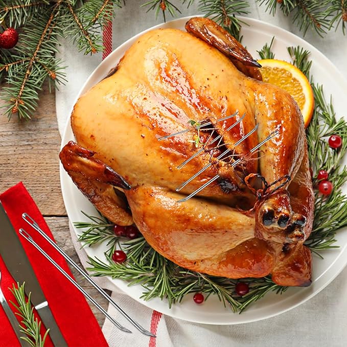 Ofargo Meat Trussing Needles, Roasting Trussing Needles for Lacing Roast Turkey, Chicken, Pork Skin, Whole Hog, Lamb, and Rotisserie Pig; Two of Each Size 4.9/5.7/7inch, 6pcs in All