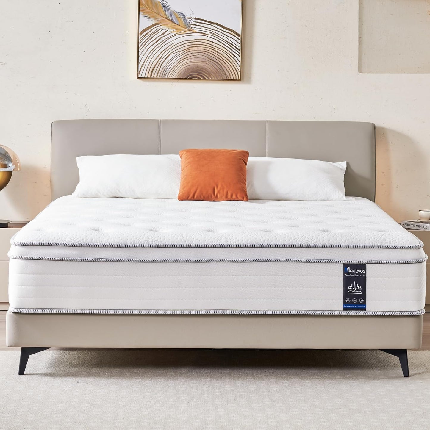 Twin Mattress, 10 Inch Hybrid Mattress in a Box, Memory Foam and Individual Pocket Springs, Fiberglass Free, Soft and Breathable, Medium Firm Feel
